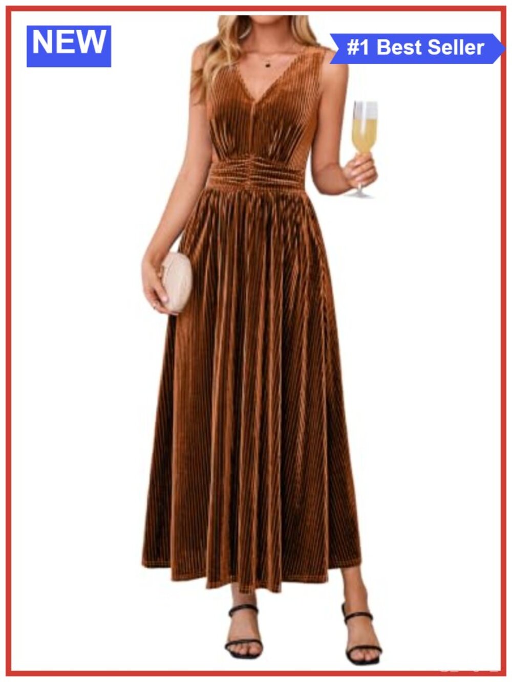 Simplee Velvet Sleeveless Formal Maxi Dress Womens Wedding Guest Cocktail